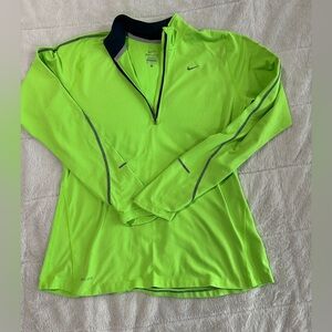 Nike Element Women’s Half Zip Neon Yellow Pullover Running Jacket Large